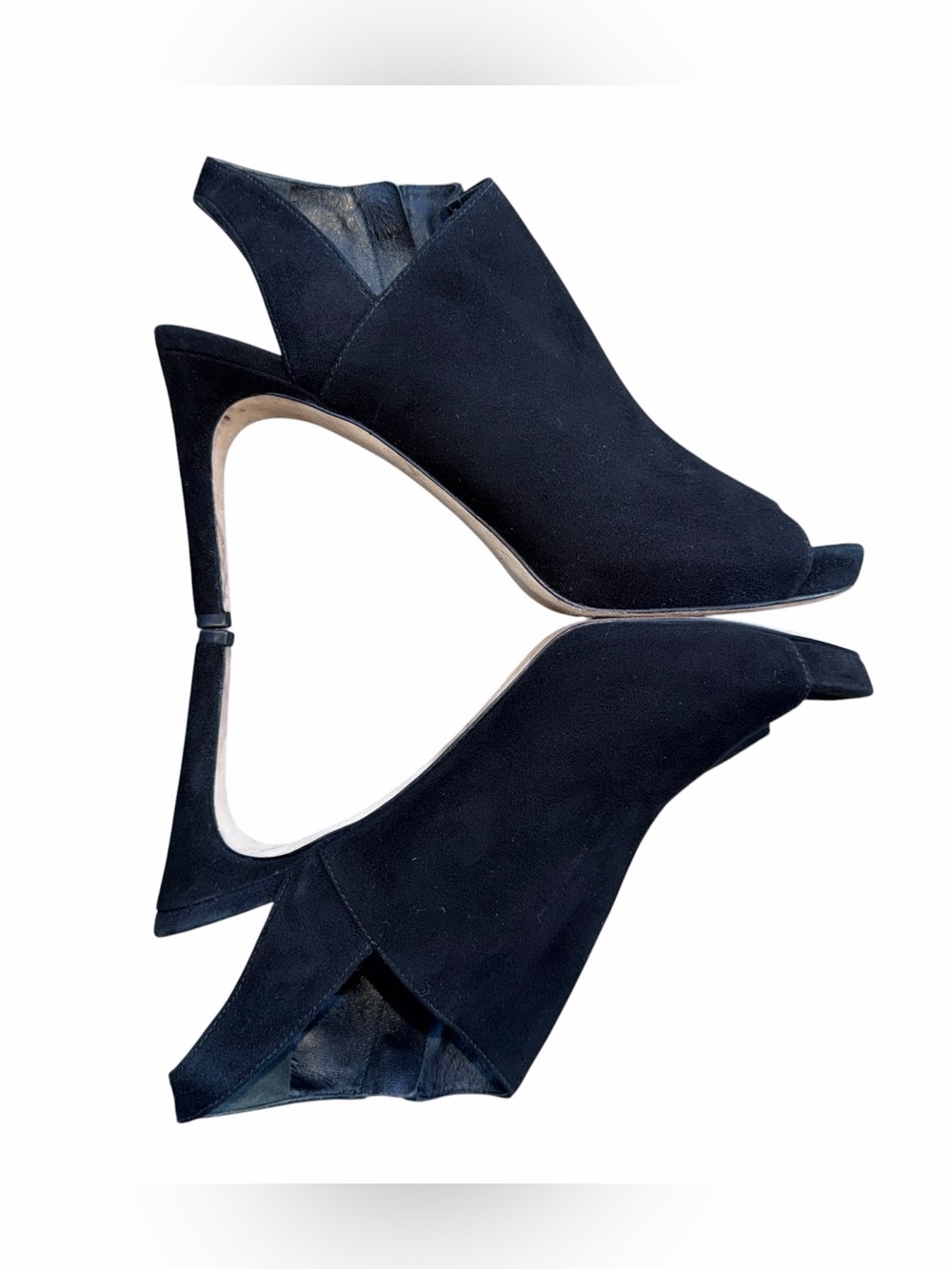 Via Spiga Black Suede Peep-Toe Slingback Heel Shooties Size 8.5 M